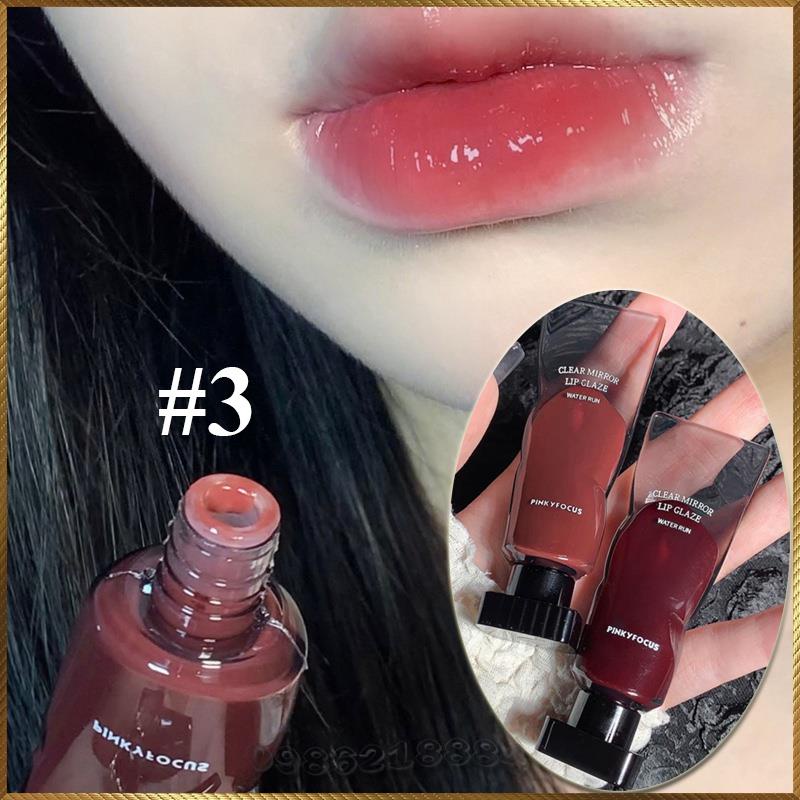 Son môi bóng nước dạng bùn PinkyFocus Clear Mirror Lip Glaze Water Run P587