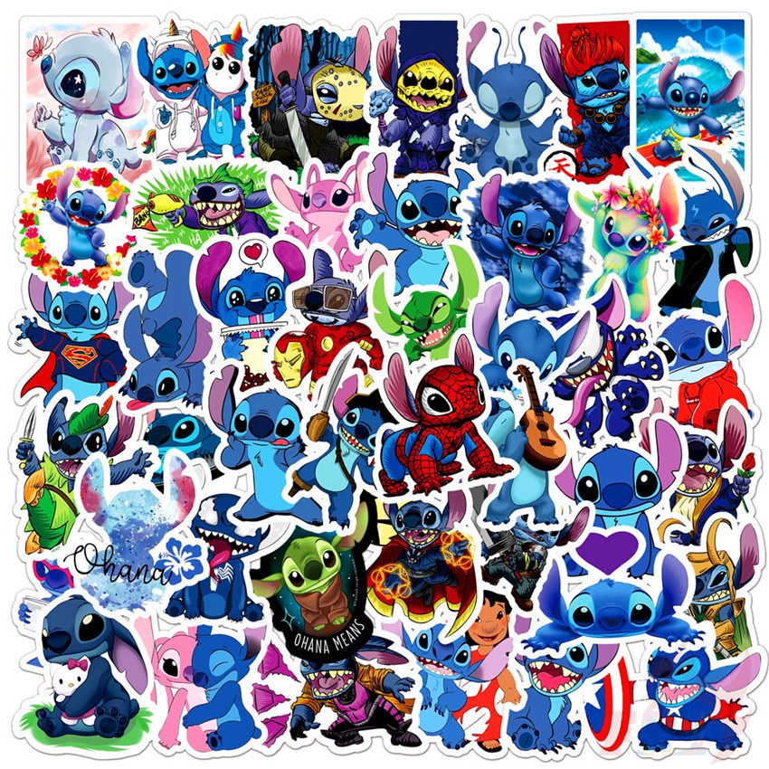 DISNEY Bộ 104 miếng dán hoạt hình Lilo &amp; Stitch trang trí laptop ván trượt vali DIY