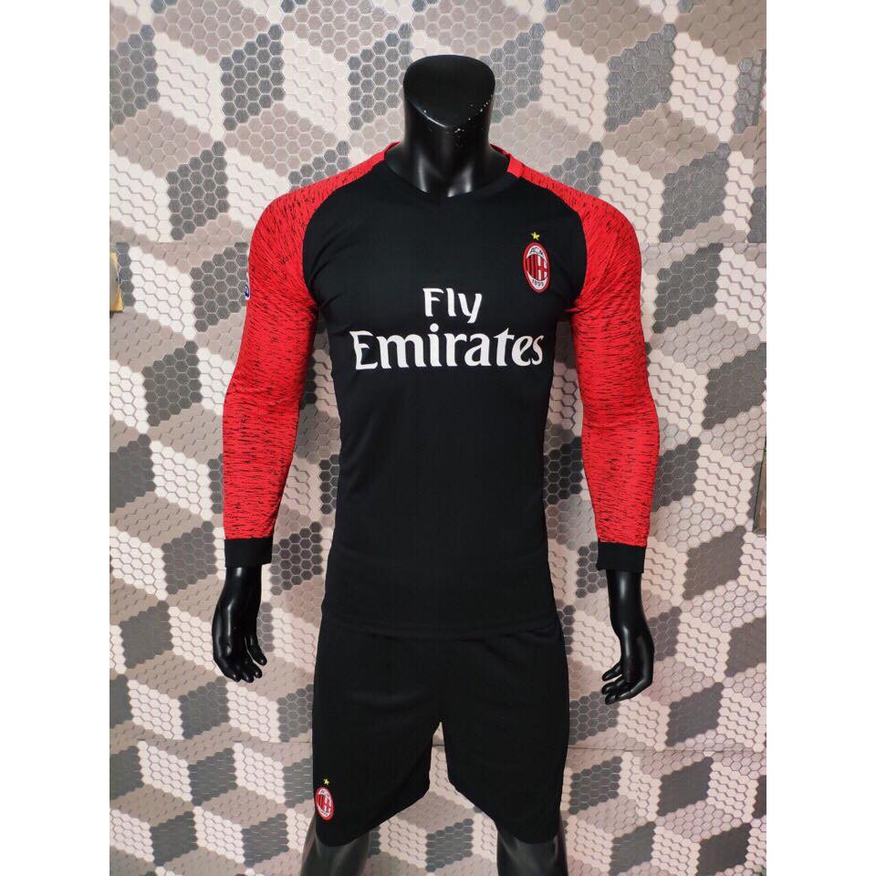 Quần áo đá banh, đá bóng tay dài Ac Milan