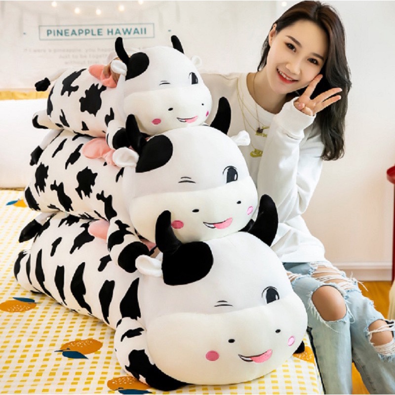 Gấu Bông Bò Sữa Cute Size 1m5 Siêu To, Bò Sữa Nằm Nháy Mắt, Bò Sữa Cánh Tiên Cao Cấp- Hàng Nhập Khẩu QC