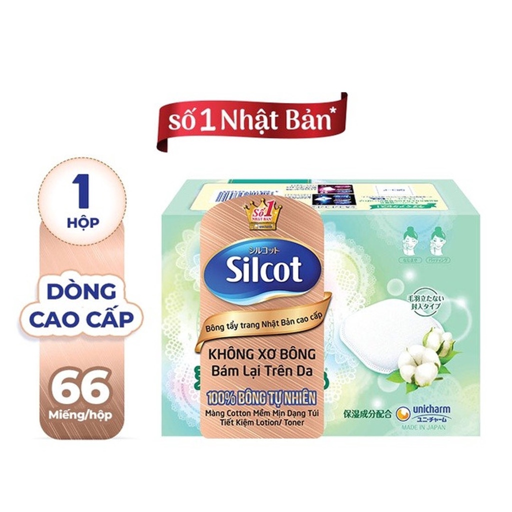 Bông Tẩy Trang Cao Cấp Silcot Premium 66 Miếng/Hộp Soft Touch Premium Cotton