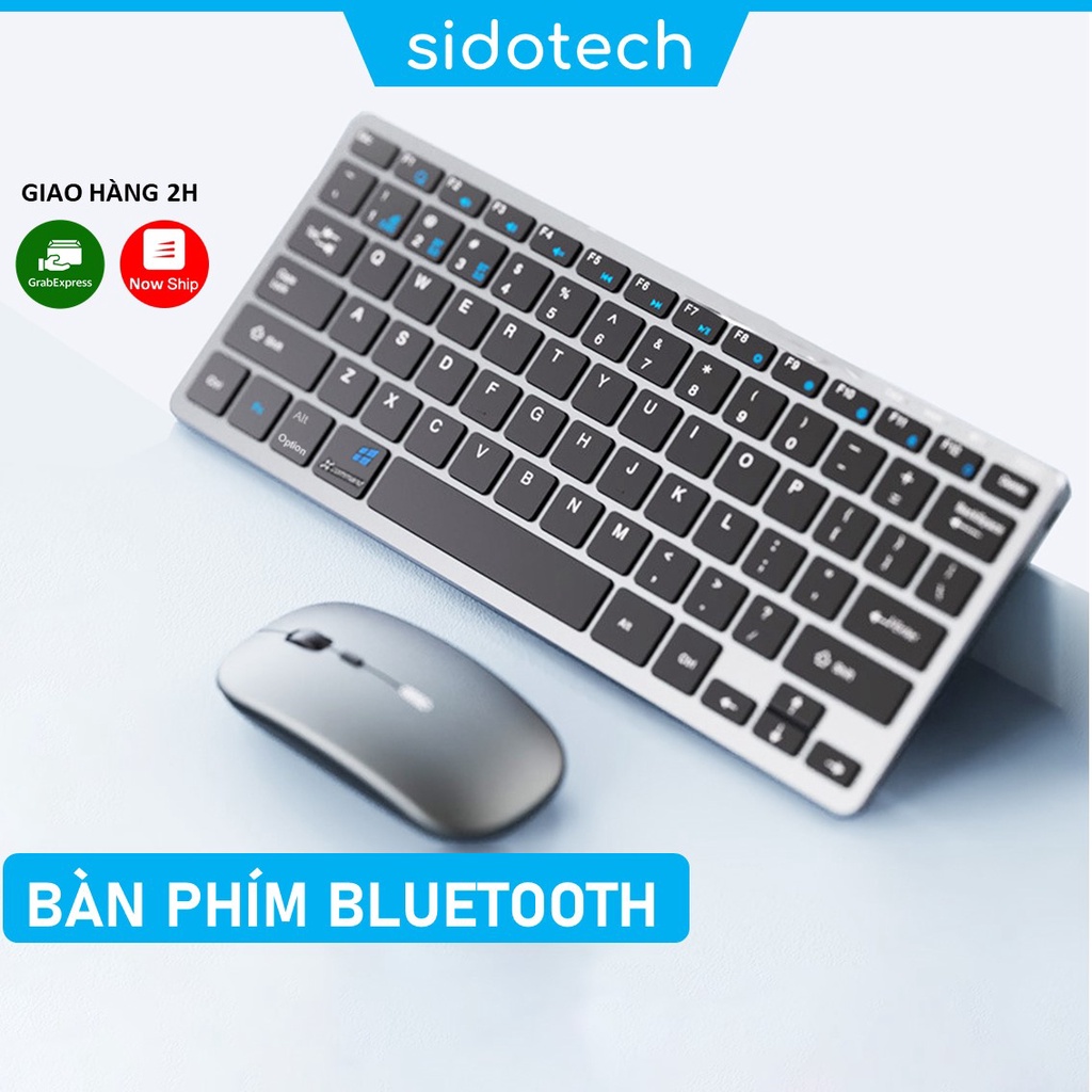 Bàn phím không dây mini SIDOTECH V780B bluetooth cho laptop macbook ipad điện thoại sạc pin 1 lần dùng 30 ngày