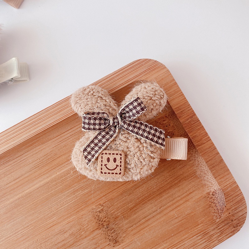 Kẹp Tóc Hình Thỏ Xinh Xắn, Lông Cừu Vintage Dành Cho Bé Gái MS10