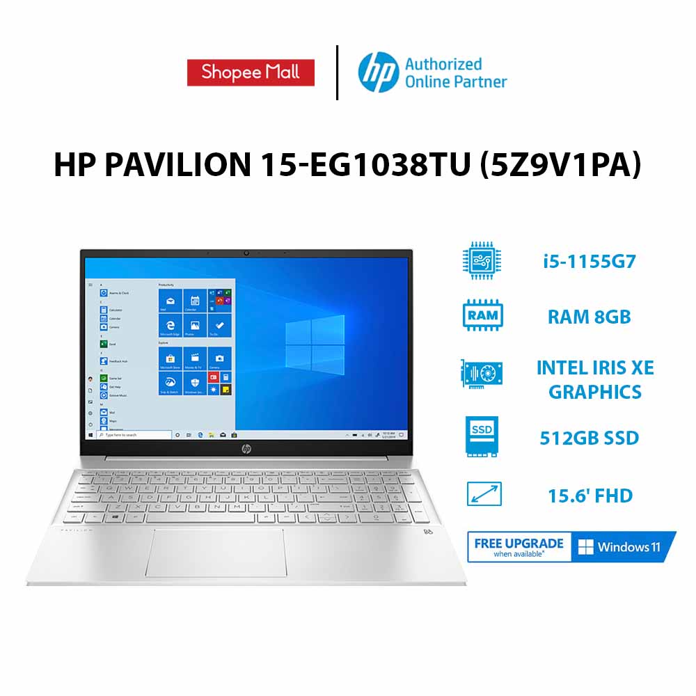 Laptop HP Pavilion 15-eg1038TU (5Z9V1PA) (i5-1155G7 | 8GB | 512GB | Intel Iris Xe Graphics | 15.6' FHD | Win 11)