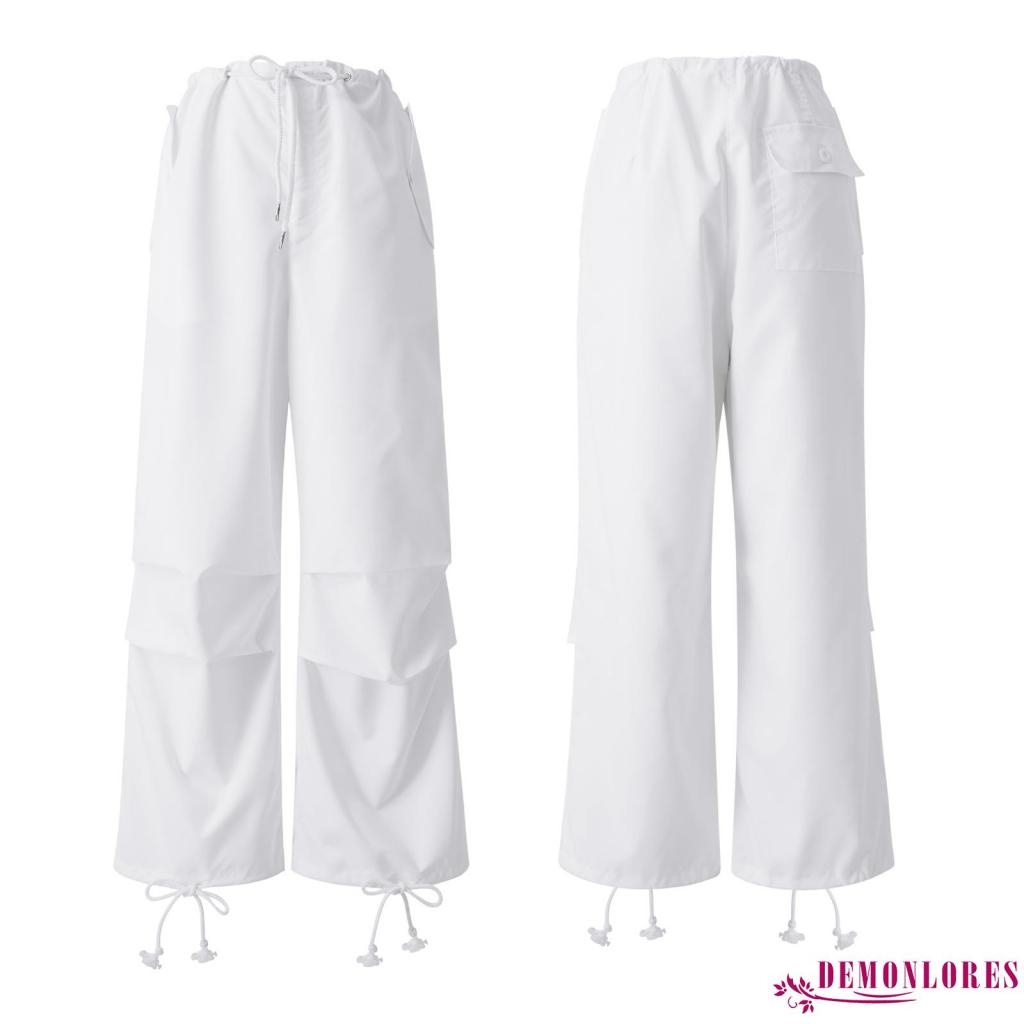 Quần Dài Dáng Suông Lưng Thun Rút Dây Màu Trơn Thời Trang Mùa Hè Cho Nữ