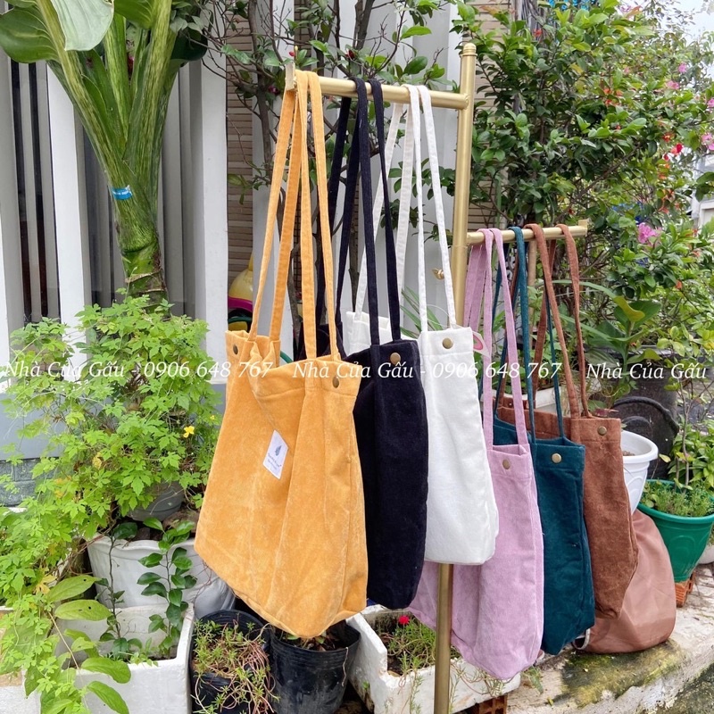 TÚI VẢI TOTE VẢI NHUNG STYLE HÀN QUỐC CÚC MIỆNG - VẢI 3 LỚP DÀY DẶN