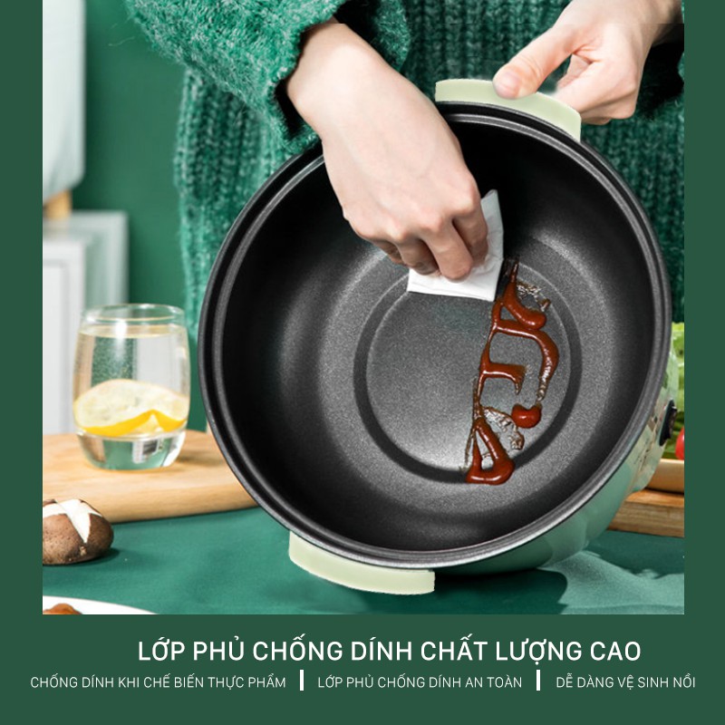 Nồi điện đa năng Nonostyle - Nấu cơm, lẩu, hấp, luộc, món nước tiện lợi  - Nồi chống dính, vỏ cách nhiệt - BH 12 tháng