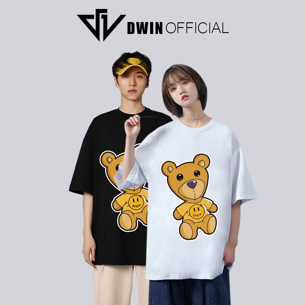 Áo thun unisex bear thời trang DWin basic tee phông trơn nam nữ tay lỡ oversize form rộng