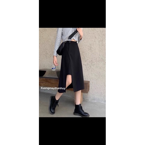 Chân váy midi xẻ tà ulzzang, chân váy dài xẻ cách điệu mã mới- 901