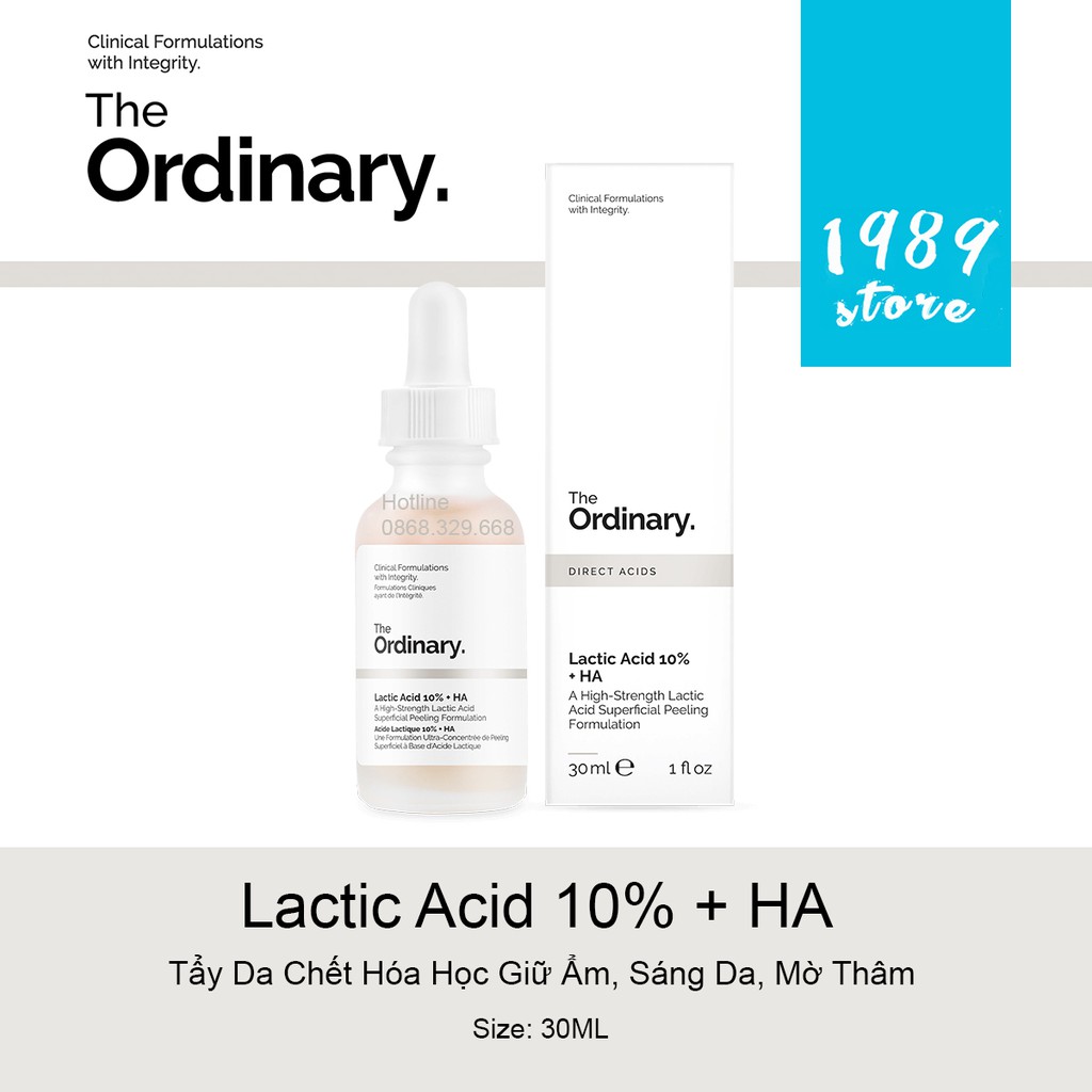 Tẩy Da Chết Hóa Học Lactic Acid 10% + HA Giữ Ẩm, Sáng Da, Mờ Thâm The Ordinary 30ML