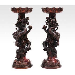 Đôi chân nến thờ đúc nổi 3d bằng đồng thau đồ thờ phụng cao cấp Hồng Thắng