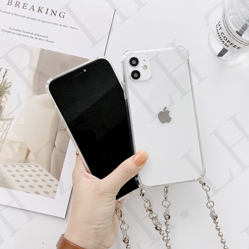 Ốp Điện Thoại Mềm Trong Suốt Có Dây Đeo Cho Iphone 11 12 13 Pro Max 12 MiNi X XS Max 7 8 6S 6 Plus SE 2020 XR