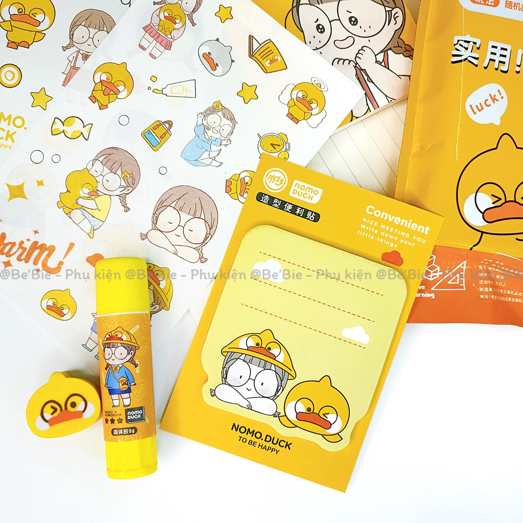 Set túi dụng cụ học tập hình vịt vàng warm dễ thương BeBie - BP527