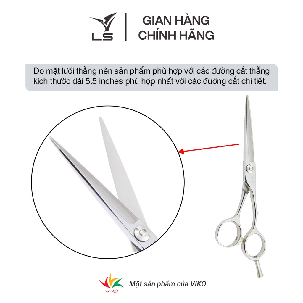 Kéo cắt tóc VLS lưỡi thẳng quai offset vênh đỡ ngón tháo rời JP551