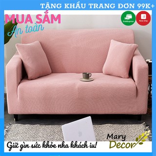 [Hàng sẵn, tặng 1 vỏ gối] Vỏ bọc ghế sofa, tấm bọc sofa Mary Decor co giãn màu trơn dày dặn cho sofa đơn đủ kích thước