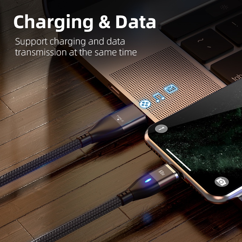 Dây cáp sạc nhanh AUFU 6 trong 1 60W PD USB Type C/ Micro USB/ iPhone tùy chọn