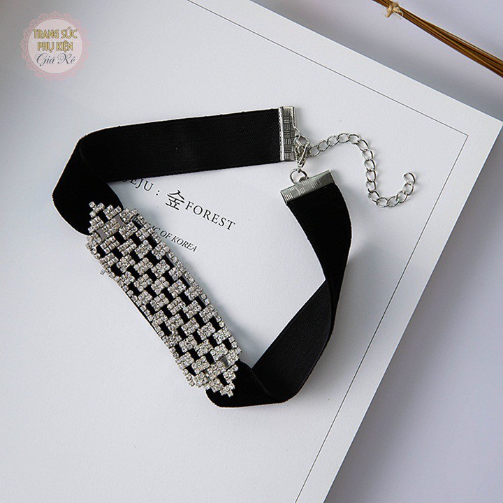 Chocker vòng cố nữ dây đơn phối đá nhân tạo lấp lánh cực xinh DC74