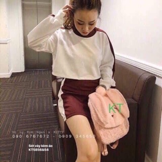 Sét váy kèm áo phối tay