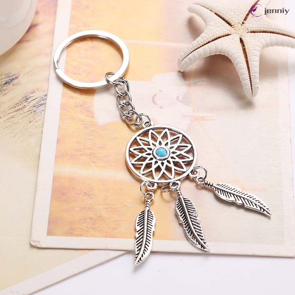 Móc Khóa Hình Dreamcatcher Phối Lông Vũ Thời Trang