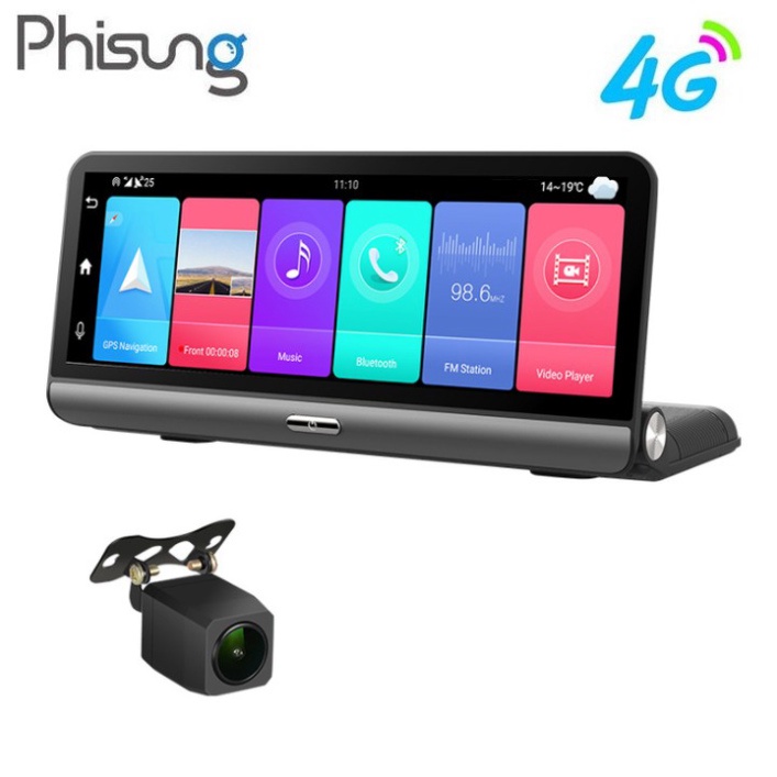 Camera hành trình đặt taplo ô tô, thương hiệu cao cấp Phisung - P03: 4G, wifi, 8 inch, android 8.1 OS {CHÍNH HÃNG 100%}