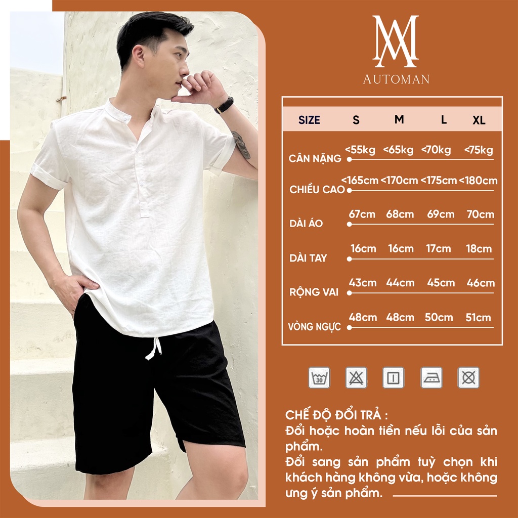 Áo sơ mi đũi tay ngắn cổ bẻ chất liệu cao cấp thoáng mát AUTOMAN A03