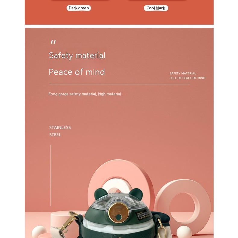 Bình Nước Bằng Nhựa Chịu Nhiệt Độ Cao Họa Tiết Mèo Dễ Thương Cho Học Sinh