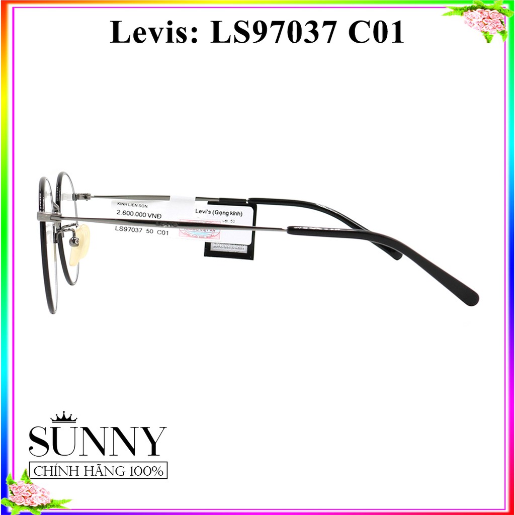 Gọng kính tròn nam nữ thời trang Levis LS97037 C01 chính hãng, thiết kế dễ đeo bảo vệ mắt