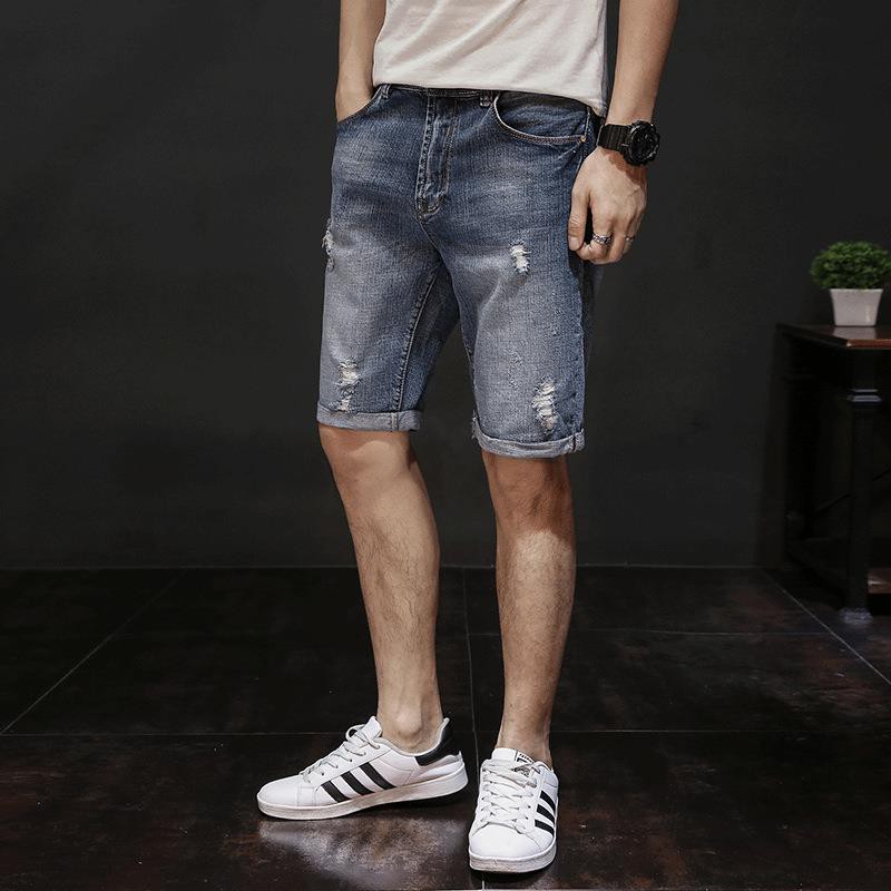 Quần Short Denim Dáng Rộng Thiết Kế Năng Động Cho Nam