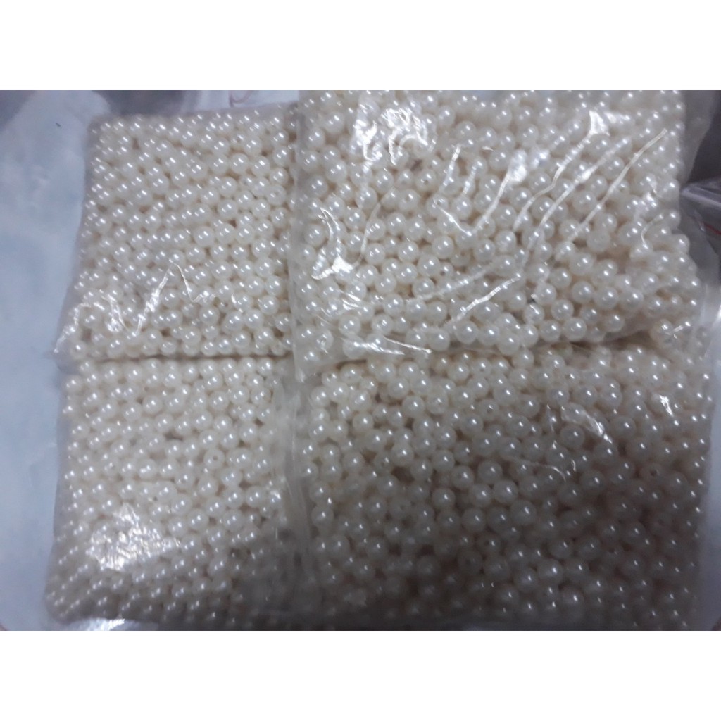 0.5kg Hạt bẹt, hạt cườm ngọc 3-4-6-8-10-12-14-16-20mm có lỗ xỏ