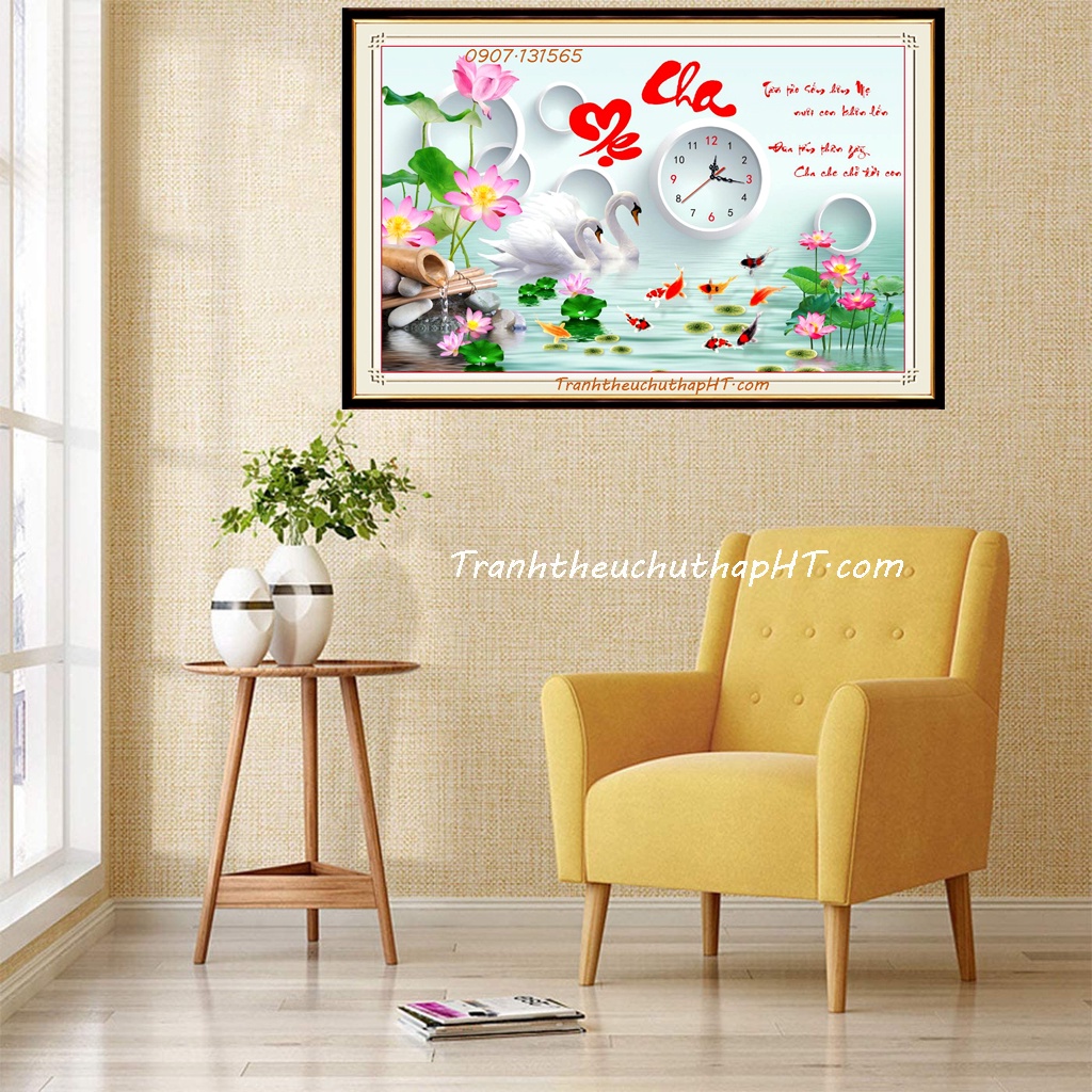 Tranh thêu chữ thập - Tranh đính đá cha mẹ VS486: 70*50cm - tự đính