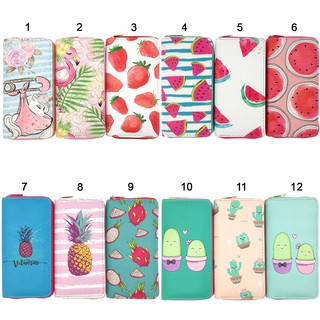 Bóp ví dài cầm tay họa tiết hoạt hình trái cây dưa hấu dâu tây - Mã 17 - Monkeyshop078