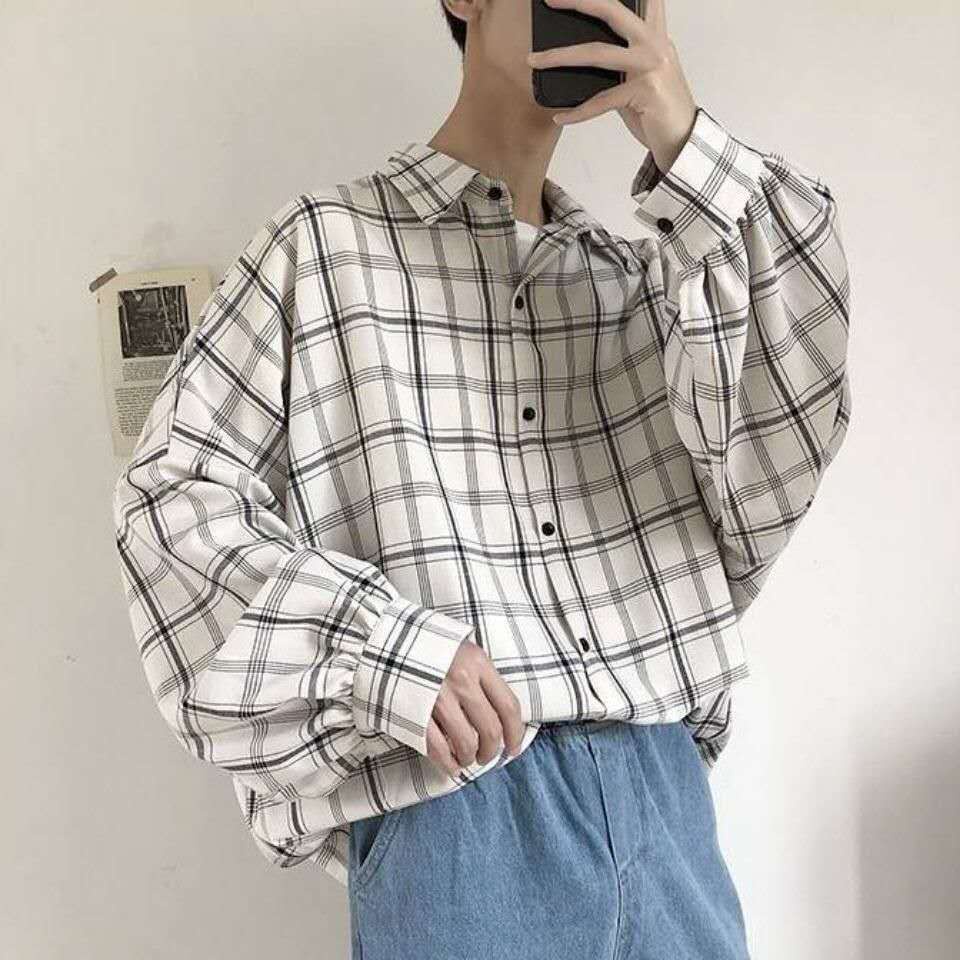 Áo Sơ Mi Caro Tay Dài Phong Cách Hàn Quốc Cho Nam