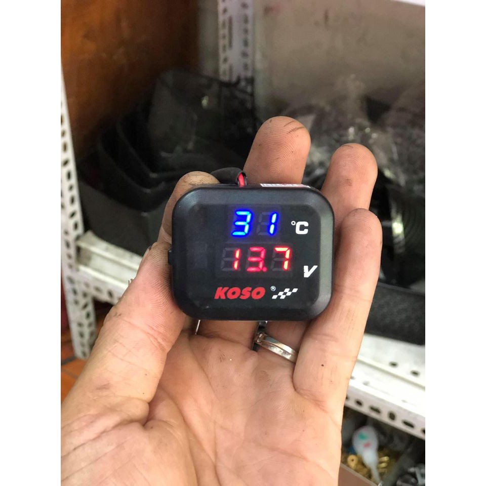 Đồng Hồ Koso 3 Chức Năng Báo Volt - Nhiệt Độ - Sạc