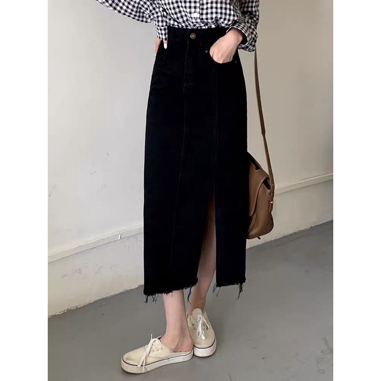 Chân váy cạp cao dáng dài phong cách Ulzzang_A11