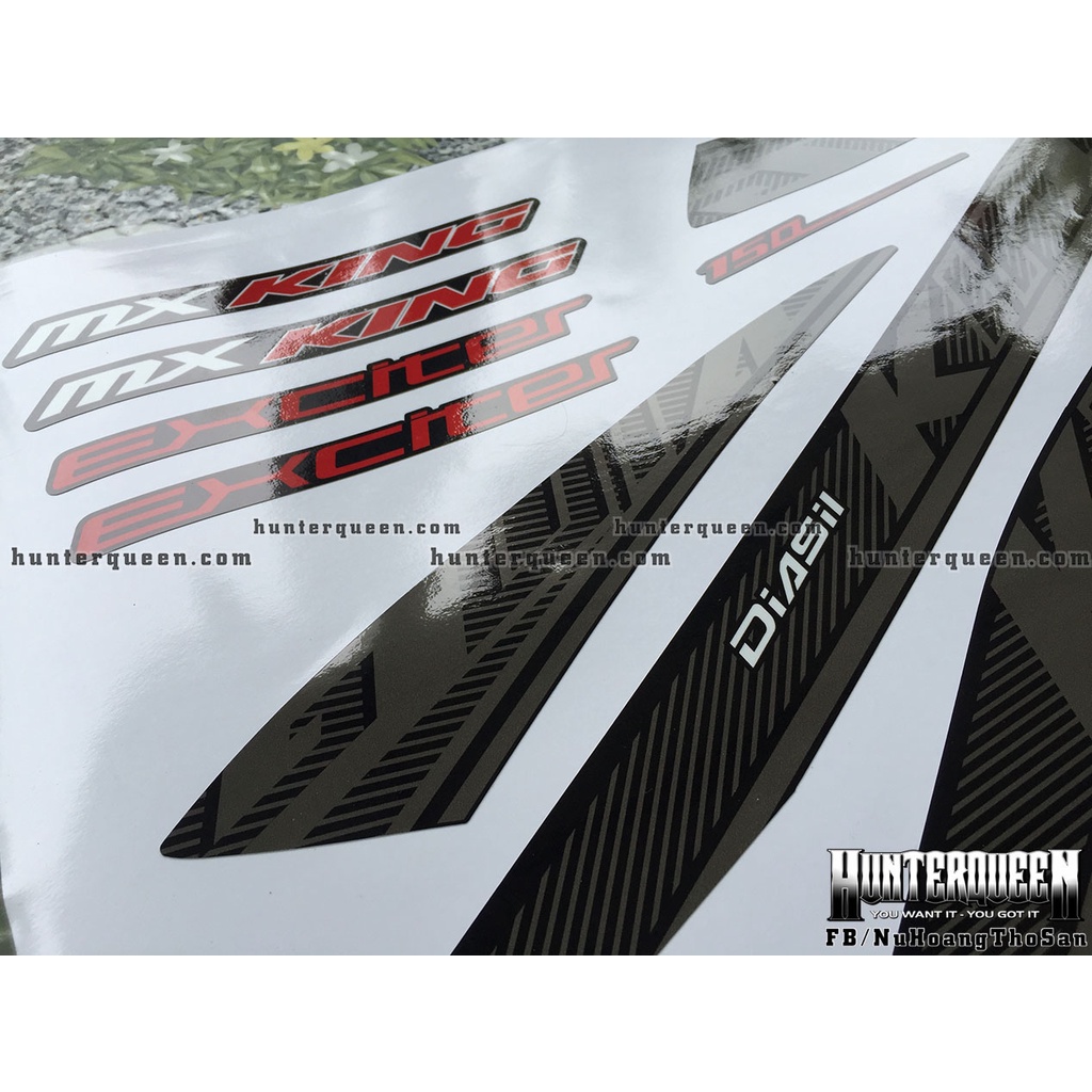 Tem rời Mx King dán xe Exciter 150 màu đen, tem xám. Decal cao cấp không bay màu