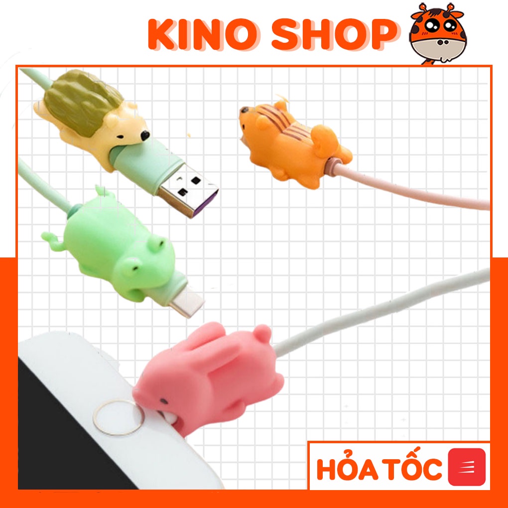 Phụ kiện hình thú silicon bọc bảo vệ đầu cáp sạc chống gãy đứt dây sạc cute dễ thương KinoShop