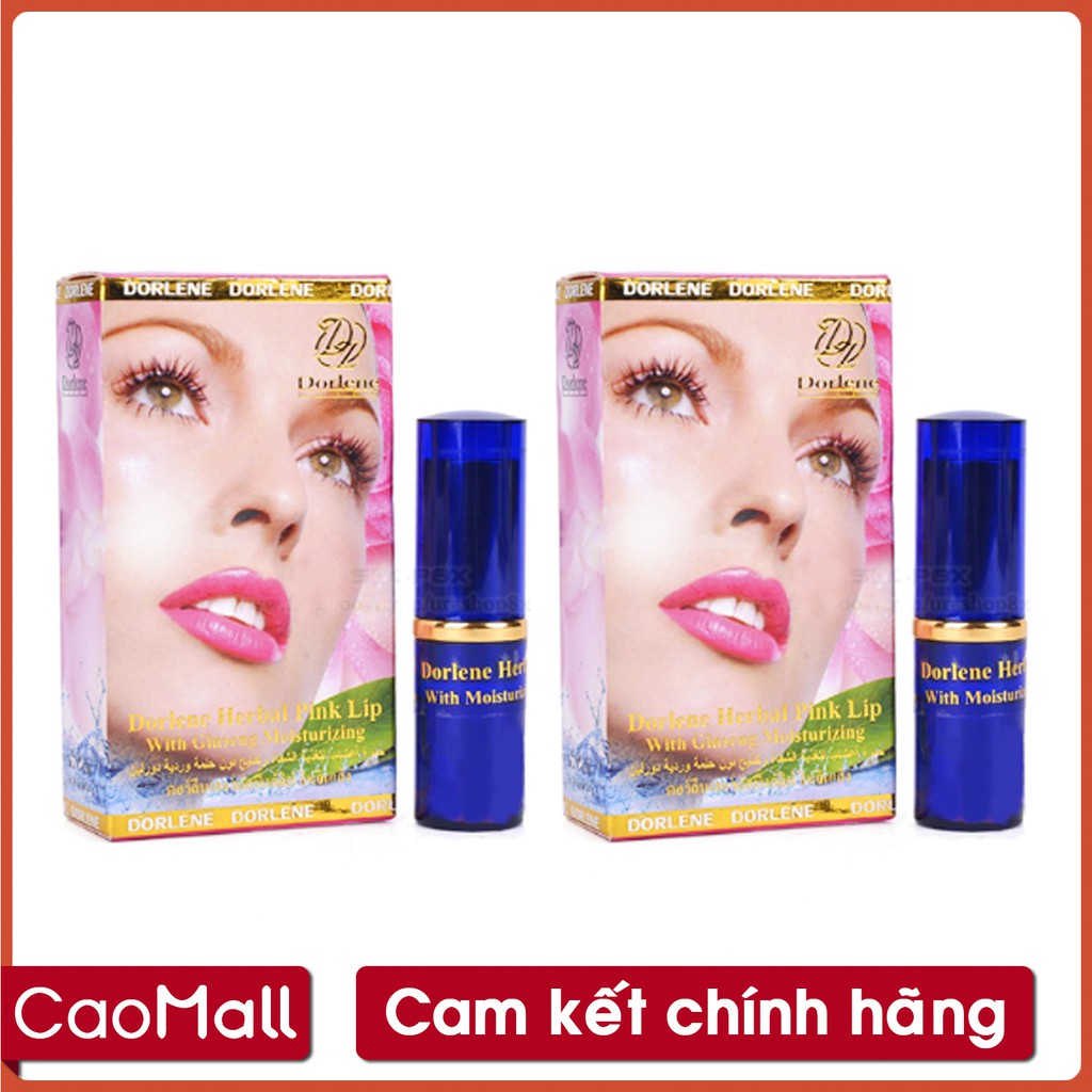 Bộ 2 Son sâm DORLENE HERBAL PINK LIP Thái Lan lên màu đẹp tự nhiên giúp ngăn ngừa thâm môi hiệu quả, giúp môi hồng hào