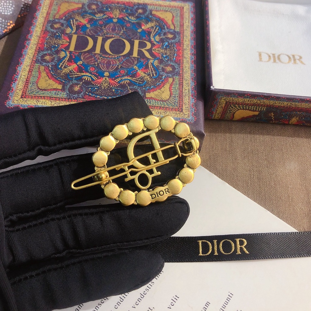 Kẹp tóc Dior bằng thép titan đính kim cương giả thời trang cho nữ