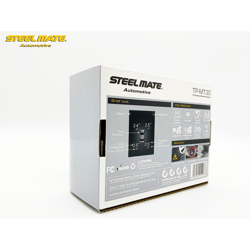 Cảm biến áp suất lốp hiển thị màn Android Steel Mate van trong MT30- Hàng chính hãng bảo hành 3 năm