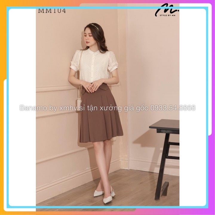 Chân váy xòe midi túi nắp màu đen nâu thời trang Banamo Fashion 5322 | BigBuy360 - bigbuy360.vn