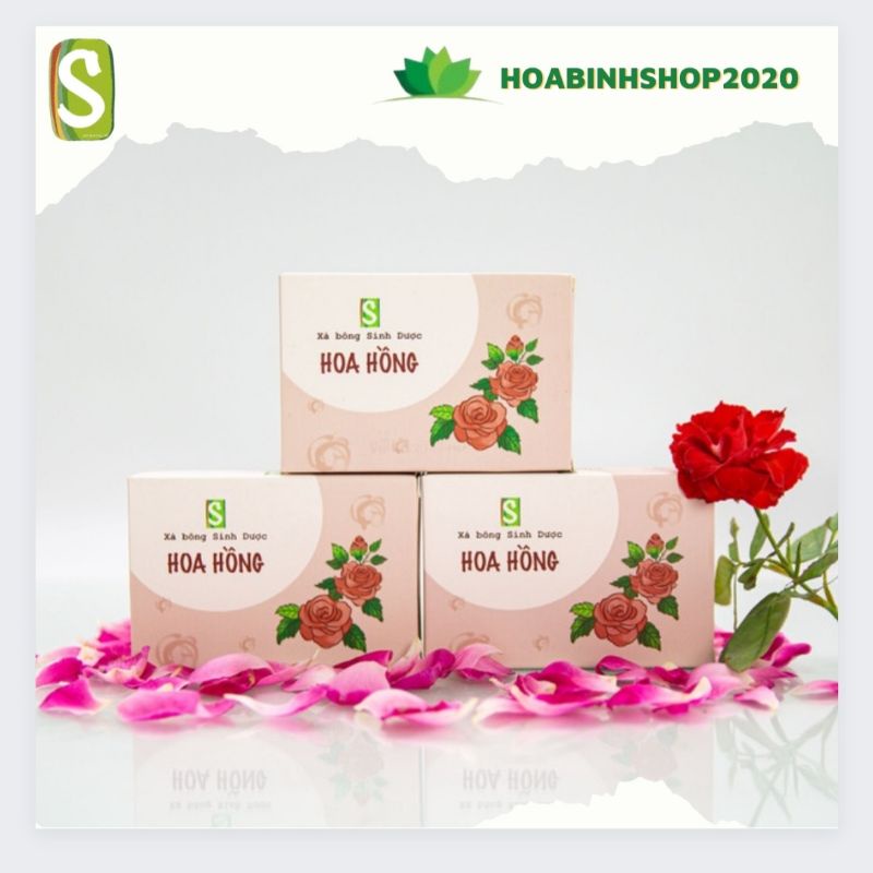 [CHÍNH HÃNG] Xà Phòng Thiên Nhiên - Xà Bông Sinh Dược Hoa Hồng 100gram Dưỡng Da Dịu Nhẹ