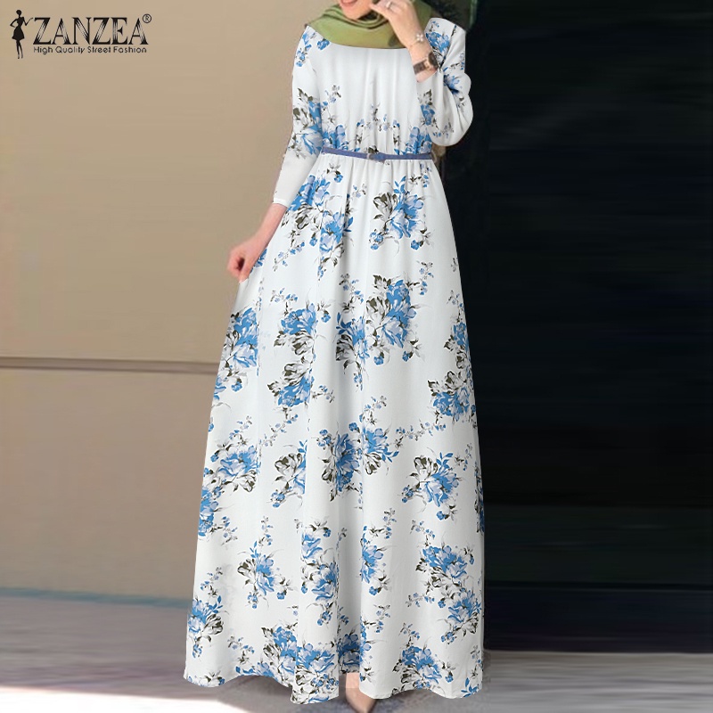 Zanzea Đầm Maxi Tay Dài In Họa Tiết Phong Cách Bohemian Thời Trang Cho Nữ