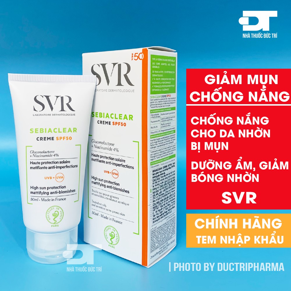 Kem làm giảm mụn và chống nắng SPF50 SVR SEBIACLEAR Creme SPF50 50ml