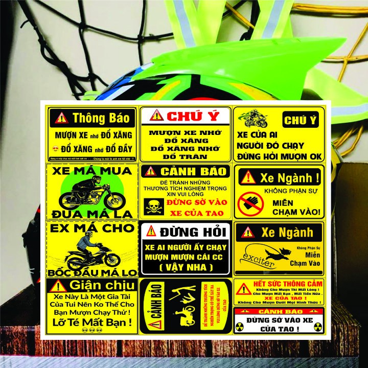 BỘ TEM CẢNH BÁO LOGO DÁN XE