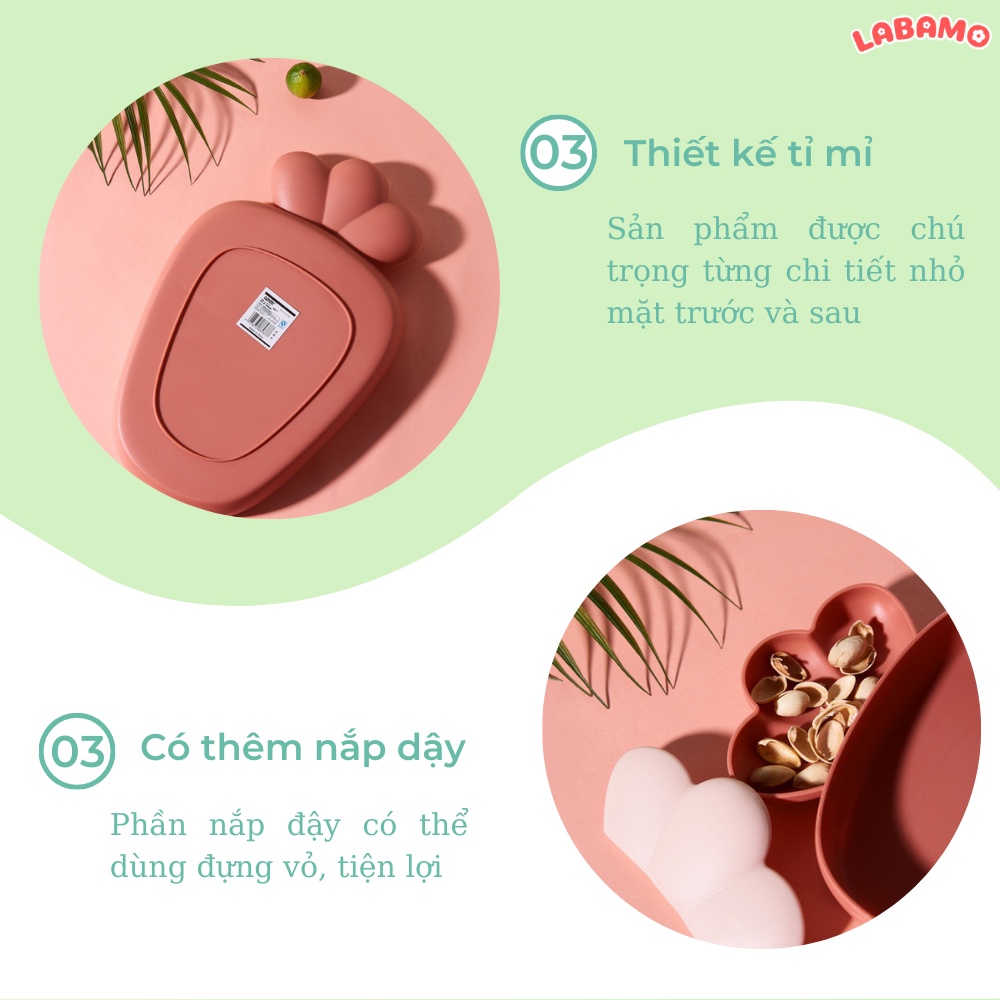 Khay đĩa đựng thức thực phẩm cho bé ăn dặm ngộ nghĩnh đáng yêu hình cà rốt, dâu tây LABAMO