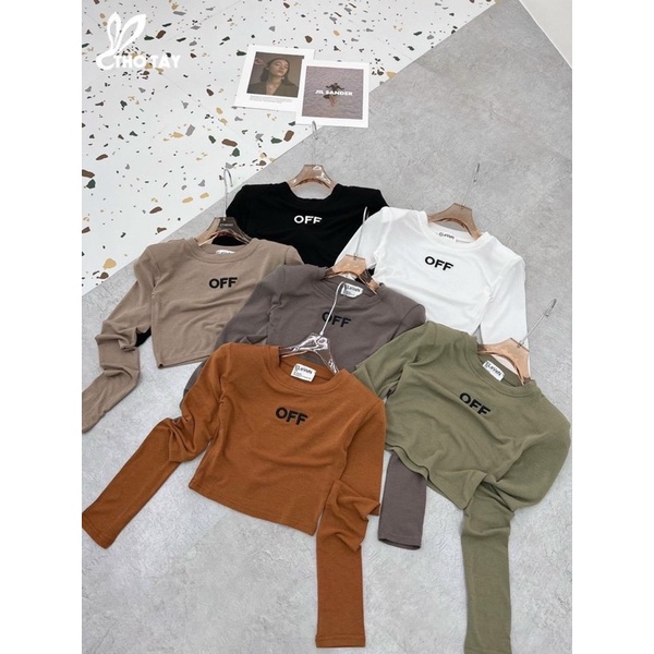 Áo Thun Cổ Lọ Croptop Tay Dài OFF