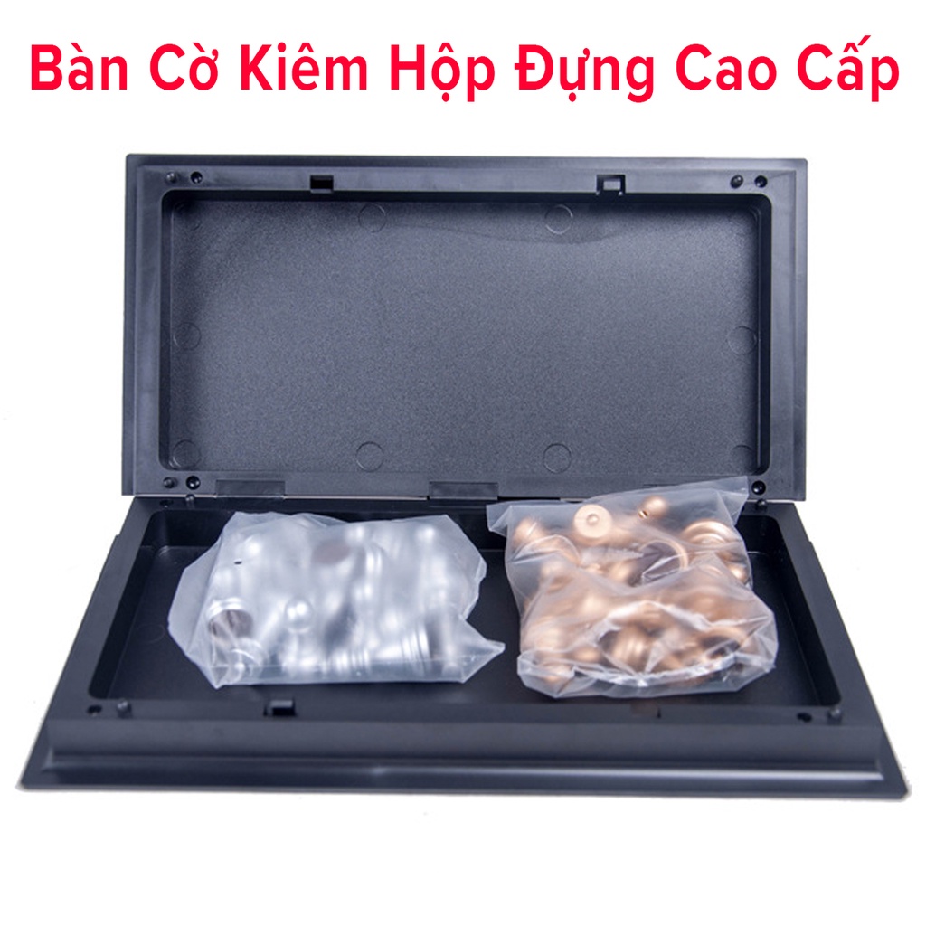 Cờ Vua Nam Châm Phủ Nhũ Vàng Nhũ Bạc Cao Cấp Chọn Size – Bàn Cờ Kiêm Hộp Đựng Quân Nhũ Vàng Bạc Amalife
