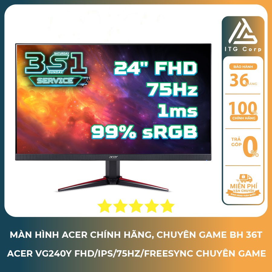 (Tặng chuột EM908 Black/Pink) Màn hình Nitro Acer VG270 27Inch FHD IPS 75Hz FreeSync