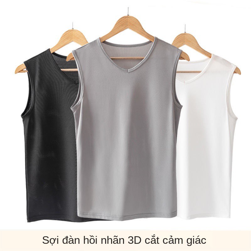 mùa hè lụa băng nam lưới bướm mỏng thể thao áo vest, đế đàn hồi mát lạnh đá thoáng khí và khô nhanh