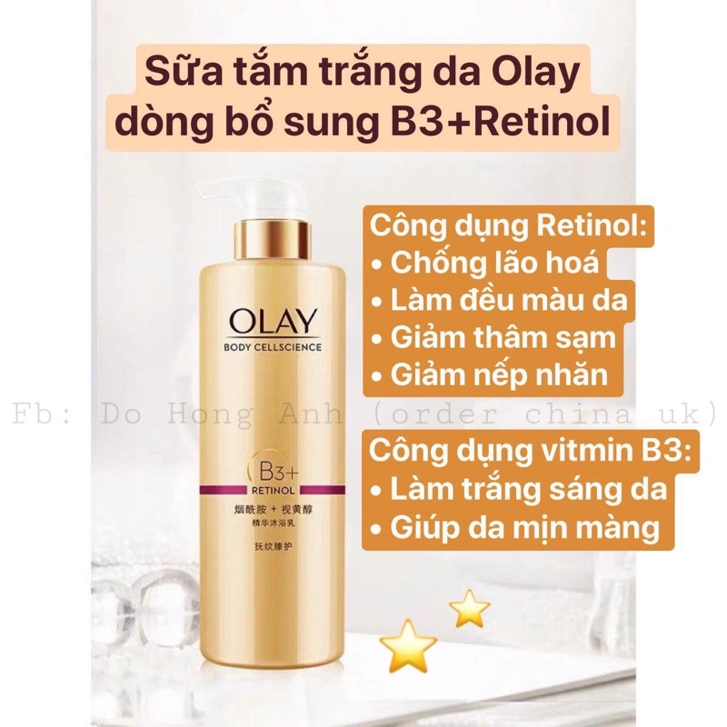 Sữa tắm Olay B3+Retinol 500ml (hàng chính hãng)